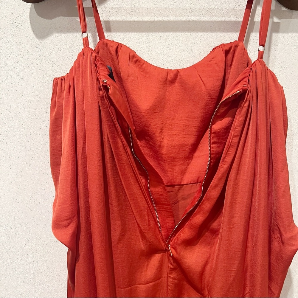 Marciano Orange Thin Strap Flounce Top High Low Flowy Dress Size 2 - Picture 6 of 7